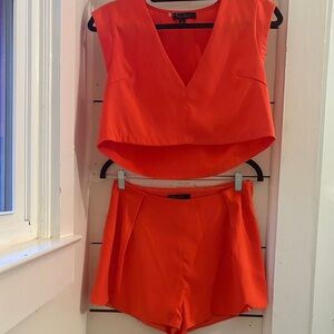 Honey Punch Orange Cropped Top and Matching Shorts